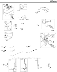 Page F Diagram and Parts List for 19E400 0069-1168 Briggs and Stratton Engine